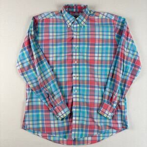 Southern Tide Pastel Plaid Long Sleeve Button Down Classic Fit Shirt Men's Large